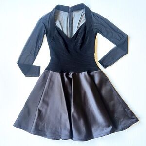 Tadashi Shoji vintage black sheer mesh satin skirt dress